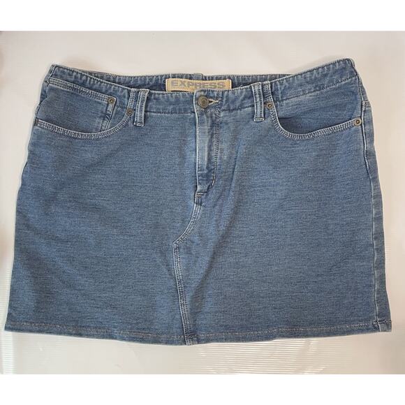 Express Vintage Y2K Stretch Denim Mall Goth Micro Mini Skirt 11/12 Bodycon - Picture 1 of 7